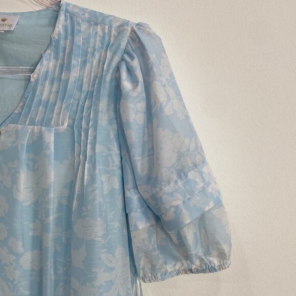 J. Marie Sky Print Swing Mini Dress Puffed Sleeves Sky Print Women's Small - Picture 7 of 14